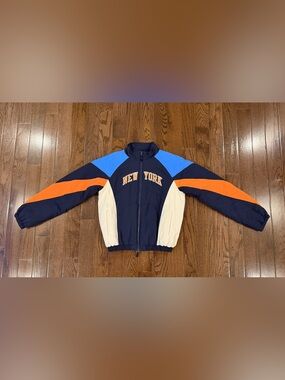 Kith Kids Navy, Light Blue, Orange & Cream Colorblock Puffer Jacket
